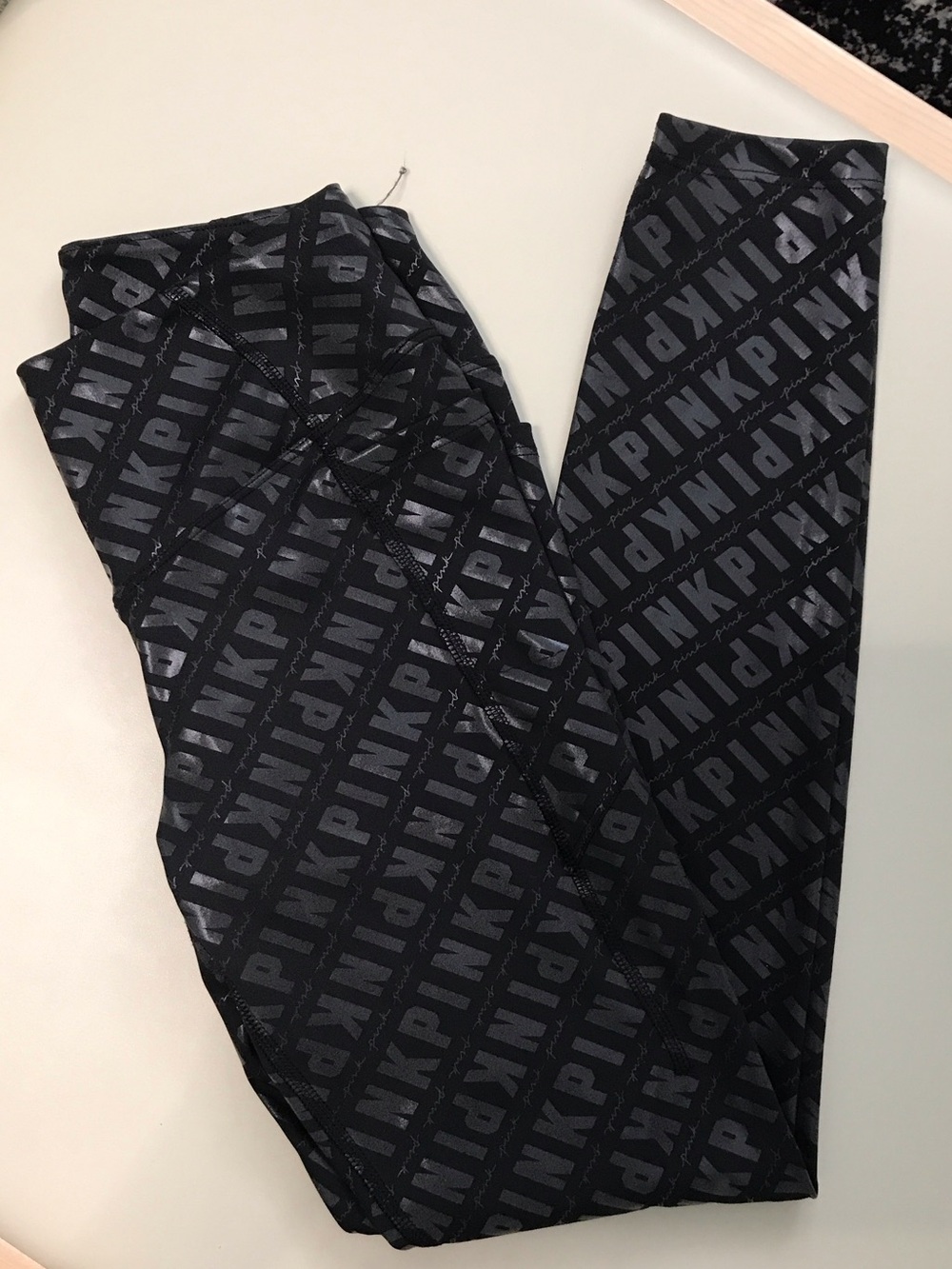 PINK Victoria's Secret Black Logo-Print Leggings